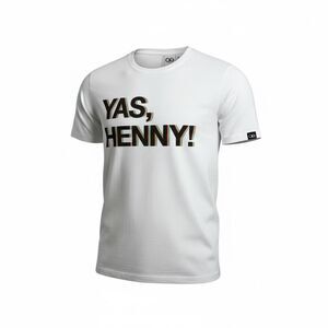 NWT Queer Eye Unisex White Short Sleeve Graphic Tee Shirt “Yes Henny” - Size L